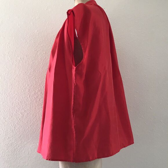 Banana Republic Red Silk Classic Oversized Sleeveless High Neck Blouse Top - XS - Picture 2 of 6